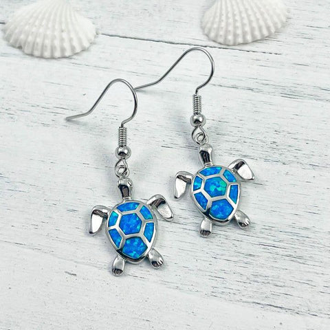 Opal Turtle Earrings