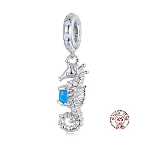 Blue Heart Seahorse Charm