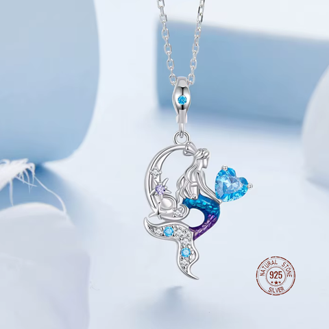Blue Heart Mermaid Necklace