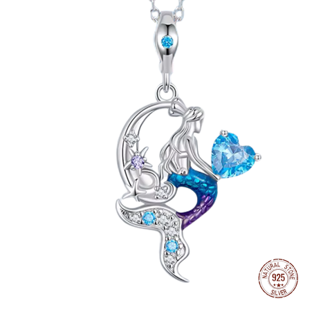 Blue Heart Mermaid Necklace