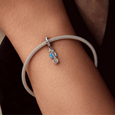 Blue Heart Seahorse Charm