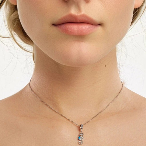 Blue Heart Seahorse Charm