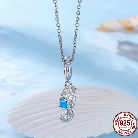 Blue Heart Seahorse Charm