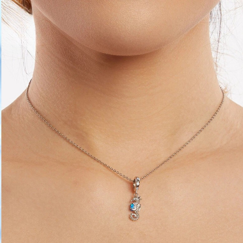 Blue Heart Seahorse Charm
