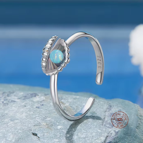 Blue Pearl Shell Ring