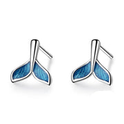 Ocean's Tail Stud Earrings - 925 Silver