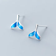Ocean's Tail Stud Earrings - 925 Silver
