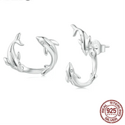 Double Dolphin Stud Earrings