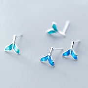 Ocean's Tail Stud Earrings - 925 Silver