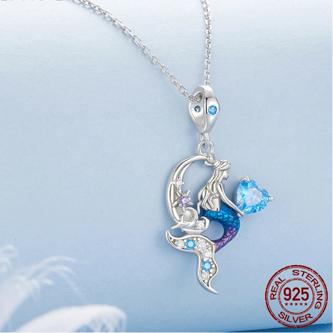 Blue Heart Mermaid Necklace