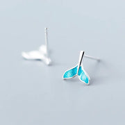 Ocean's Tail Stud Earrings - 925 Silver
